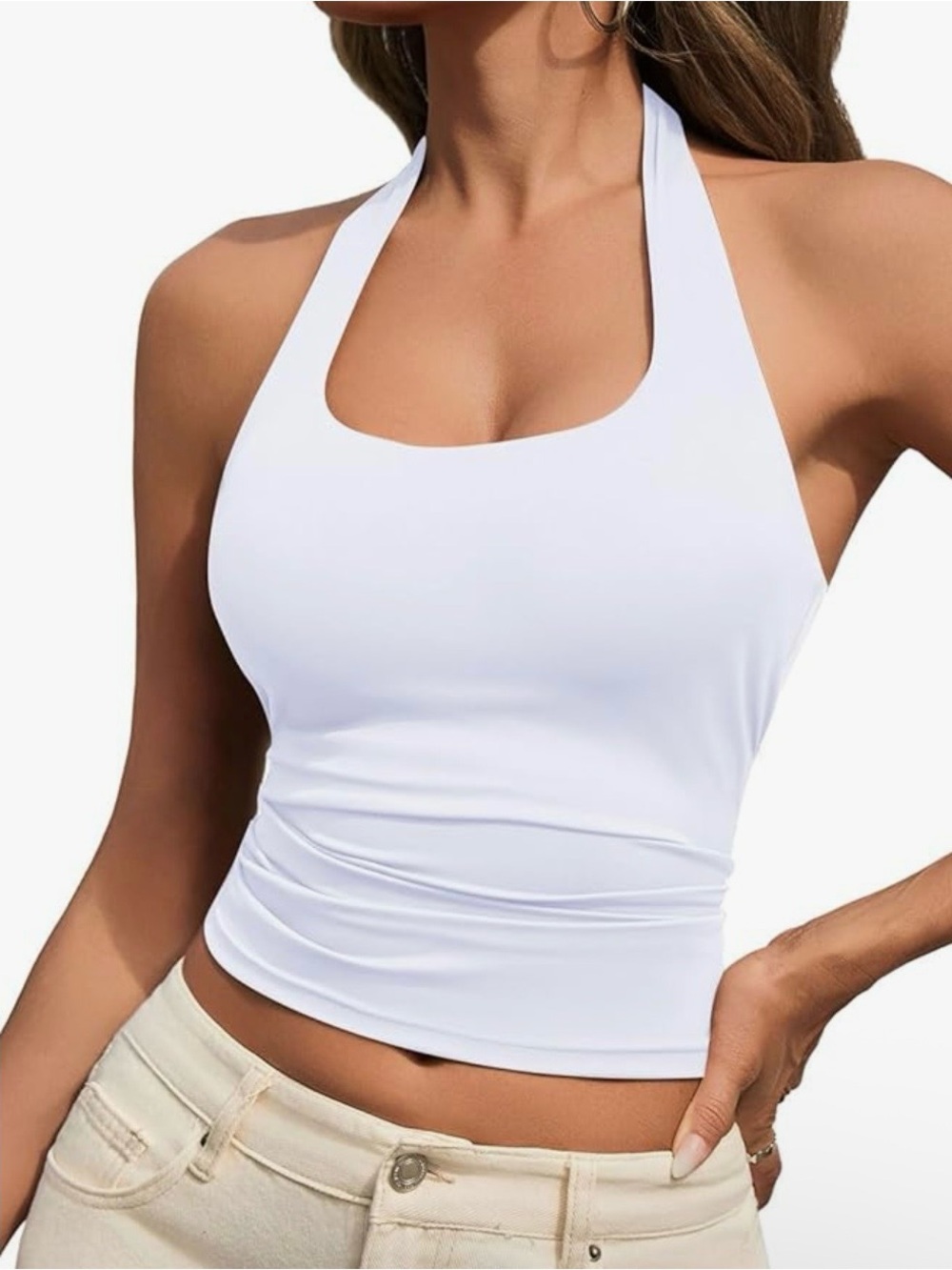 Women's White Halter Tank Top